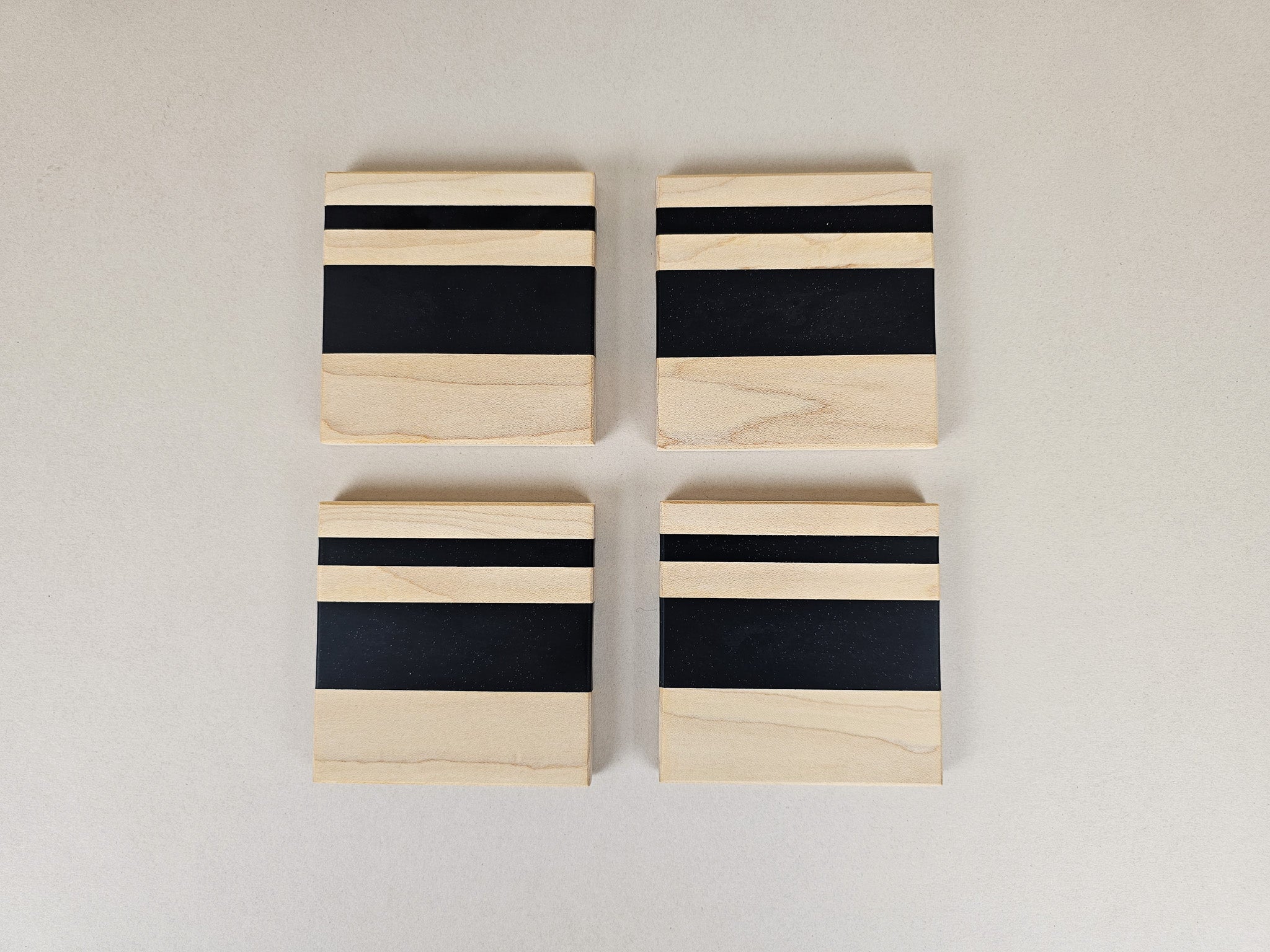 Contemporary Coaster Set | Maple & Black Epoxy
