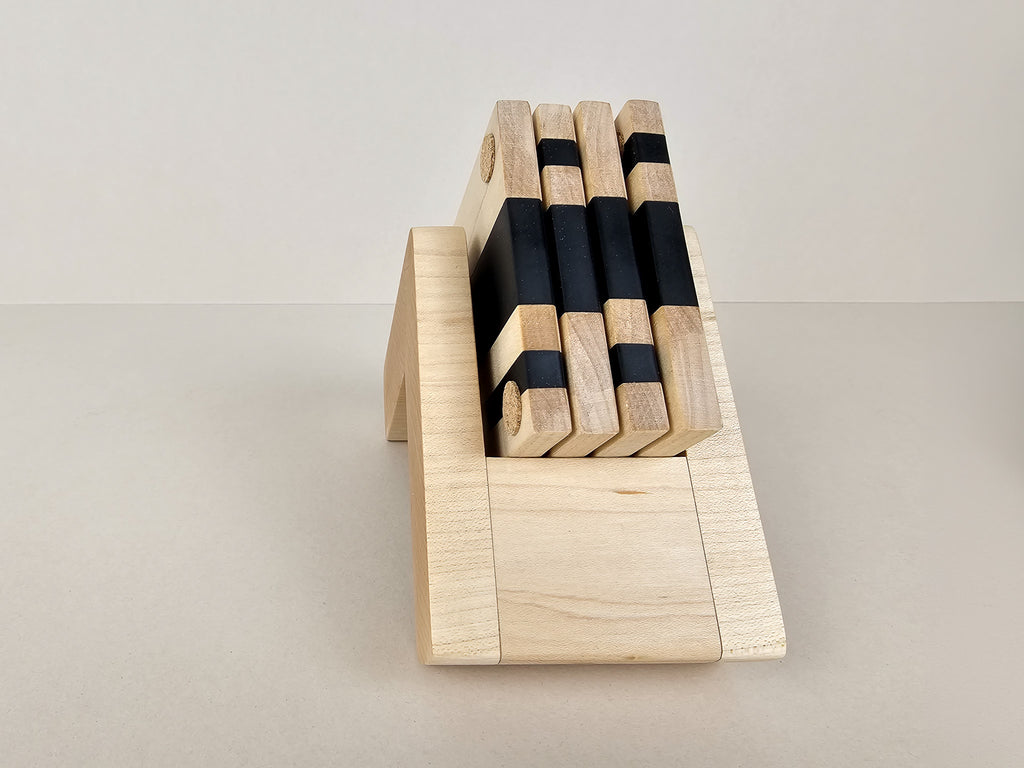 Contemporary Coaster Set | Maple & Black Epoxy