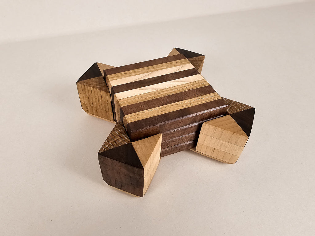 Artisan Stripe Coaster Set | Walnut, Maple & Oak