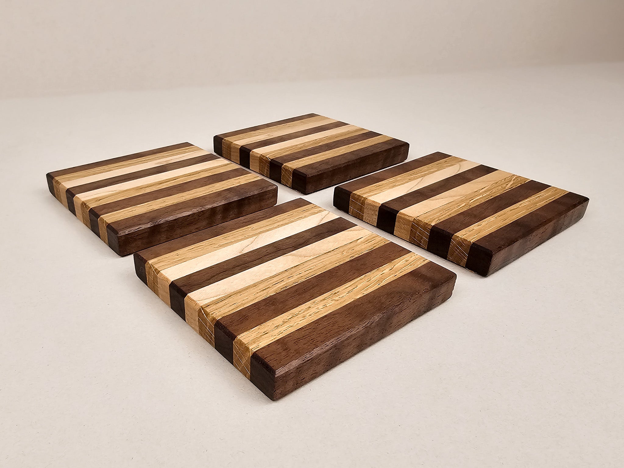 Artisan Stripe Coaster Set | Walnut, Maple & Oak