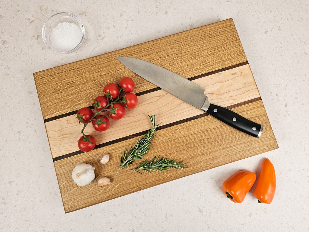 Classic Stripe Cutting Board | Oak, Maple & Walnut | Medium