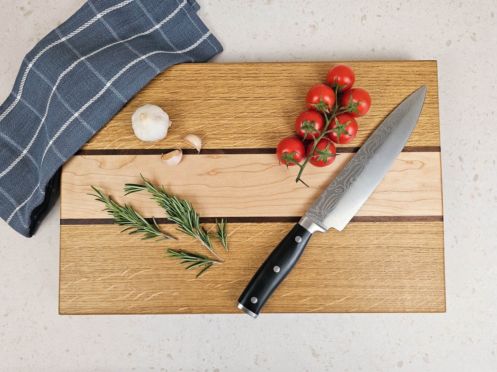 Classic Stripe Cutting Board | Oak, Maple & Walnut | Medium