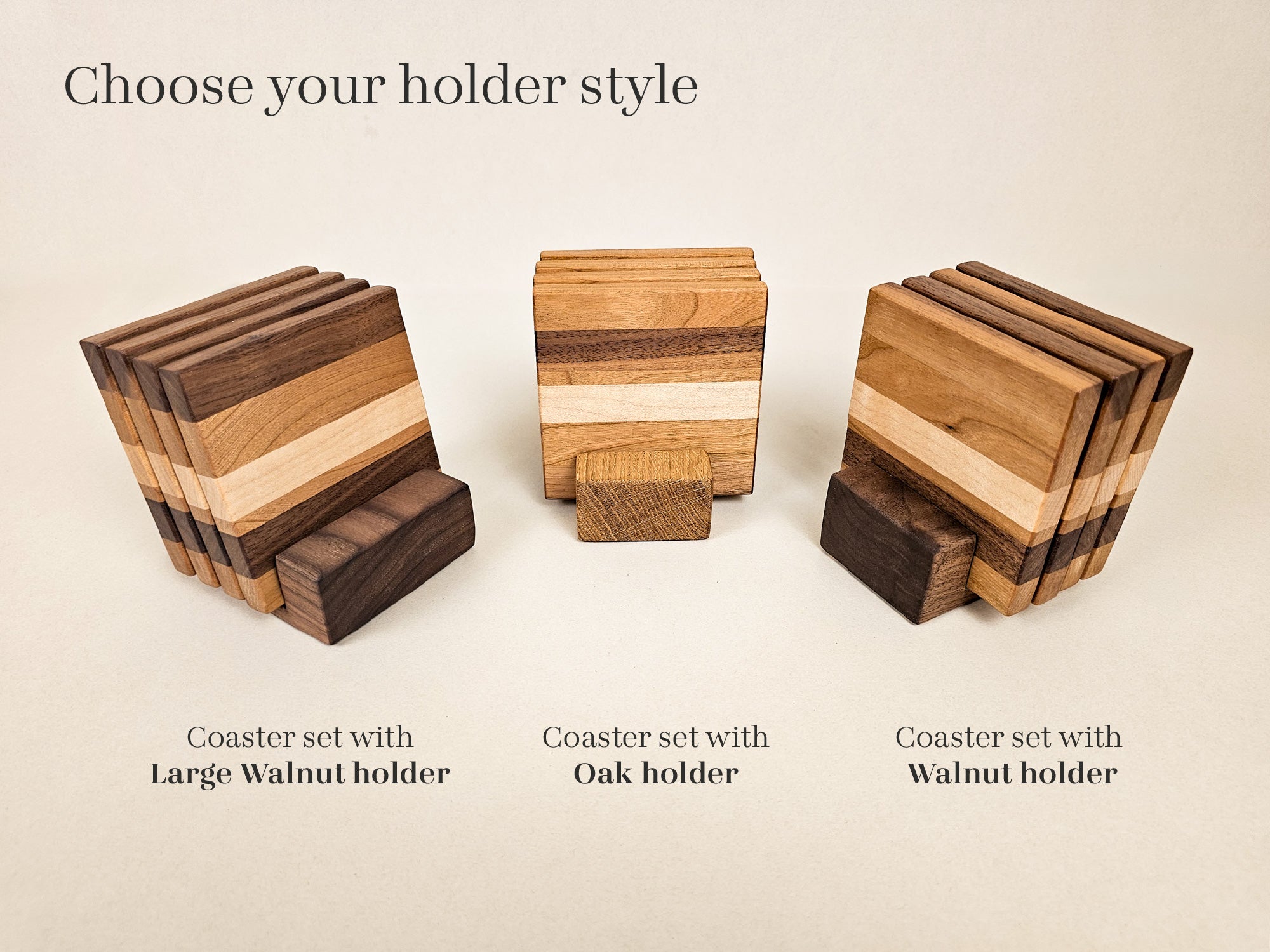 Woodland Stripe Coaster Set | Walnut, Cherry, Maple