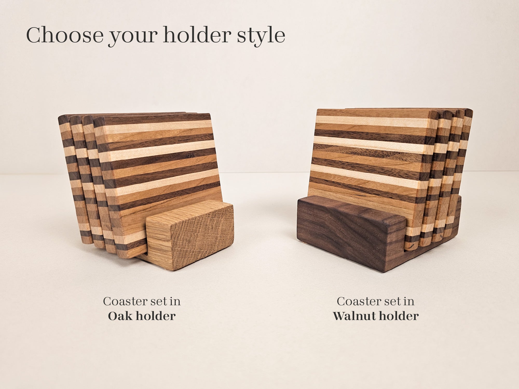 Pinstripe Coaster Set | Walnut, Maple, Cherry, Oak