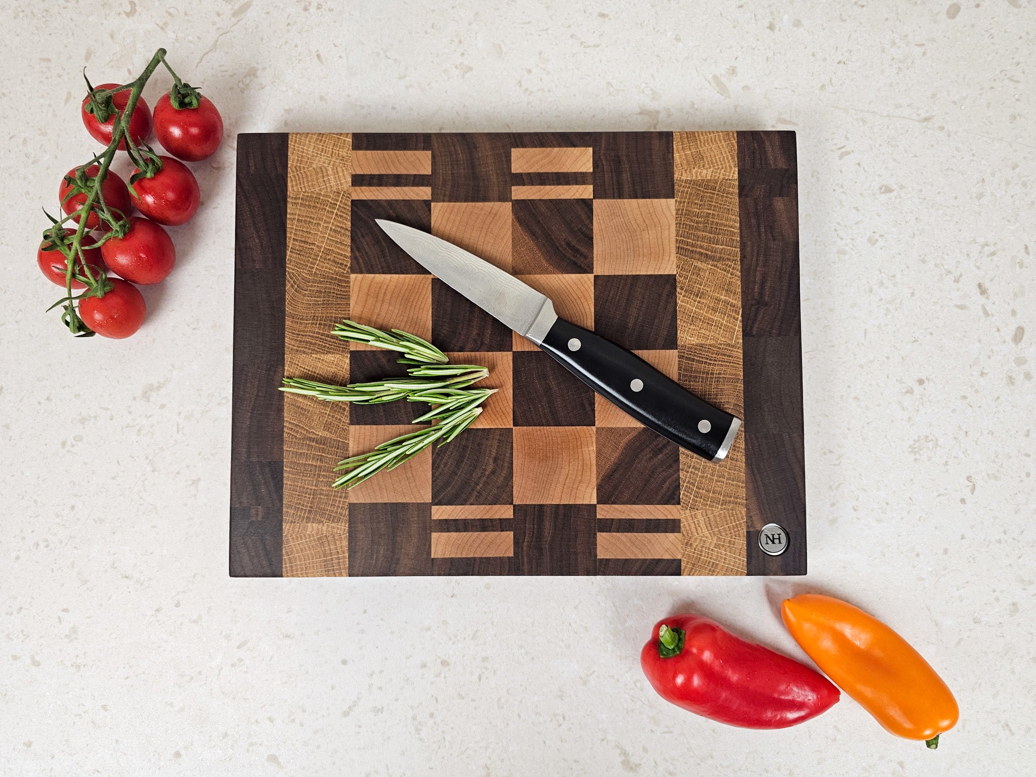 Signature Patchwork Board | Walnut, Maple & Oak | Compact