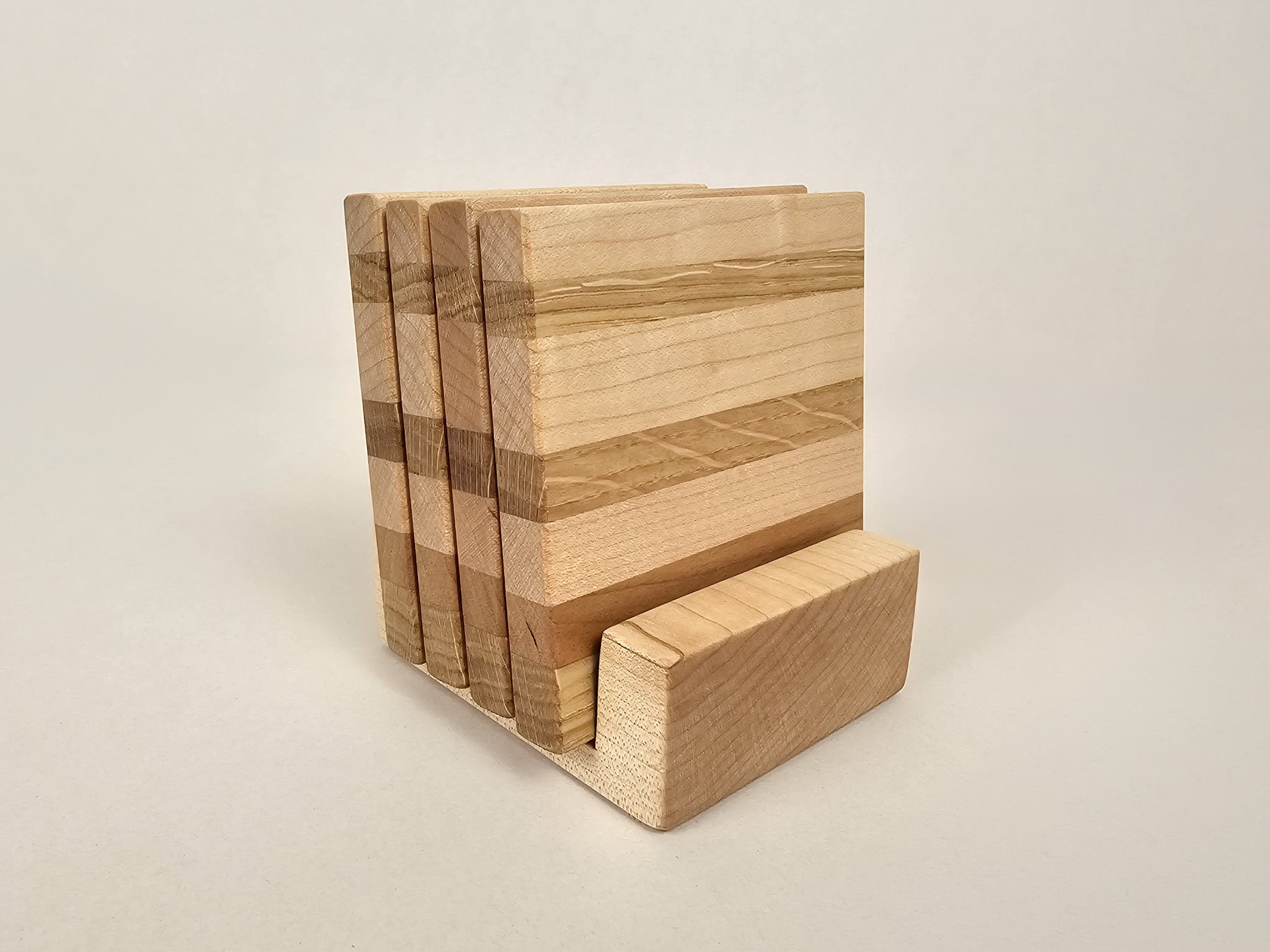 Heritage Stripe Coaster Set | Maple, Oak, Cherry