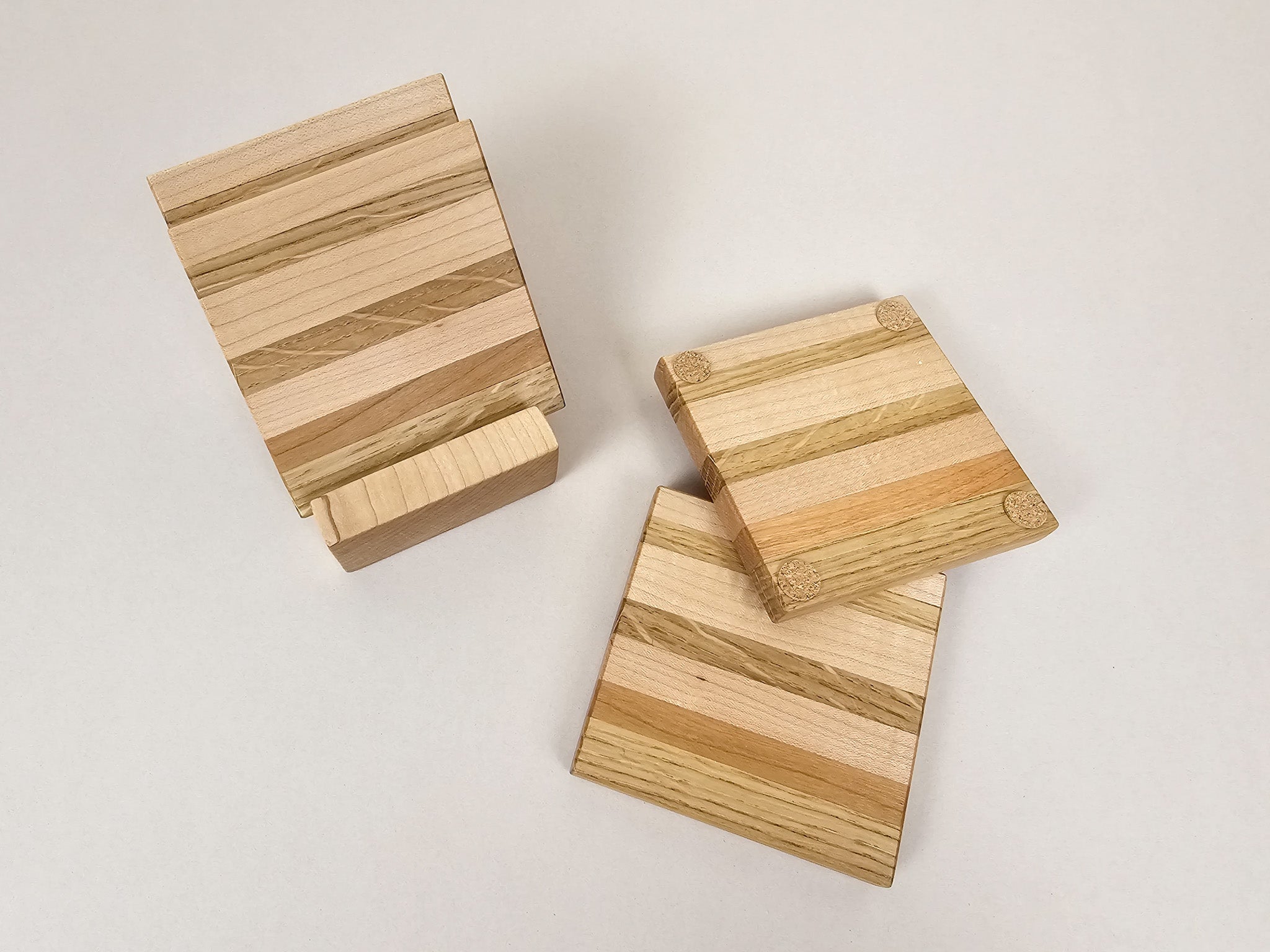 Heritage Stripe Coaster Set | Maple, Oak, Cherry
