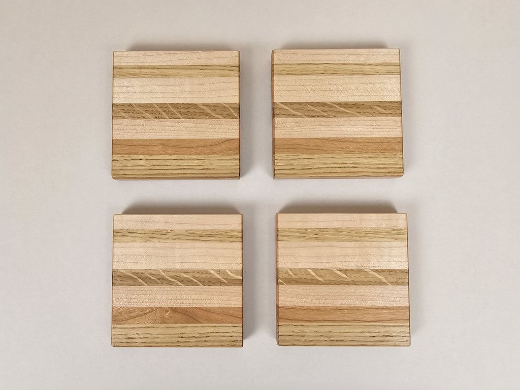 Almost Perfect Stripe Coaster Set | Maple, Oak, Cherry