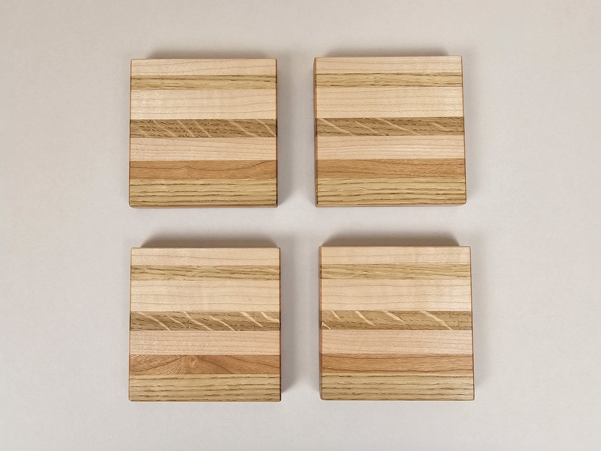 Almost Perfect Stripe Coaster Set | Maple, Oak, Cherry