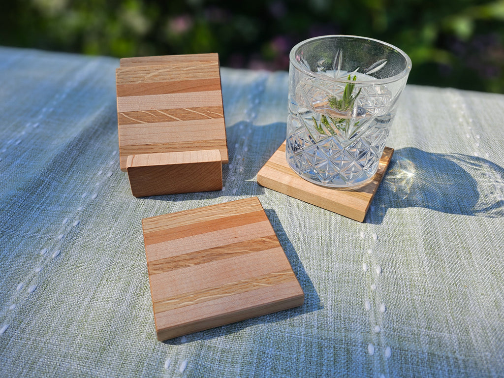 Almost Perfect Stripe Coaster Set | Maple, Oak, Cherry
