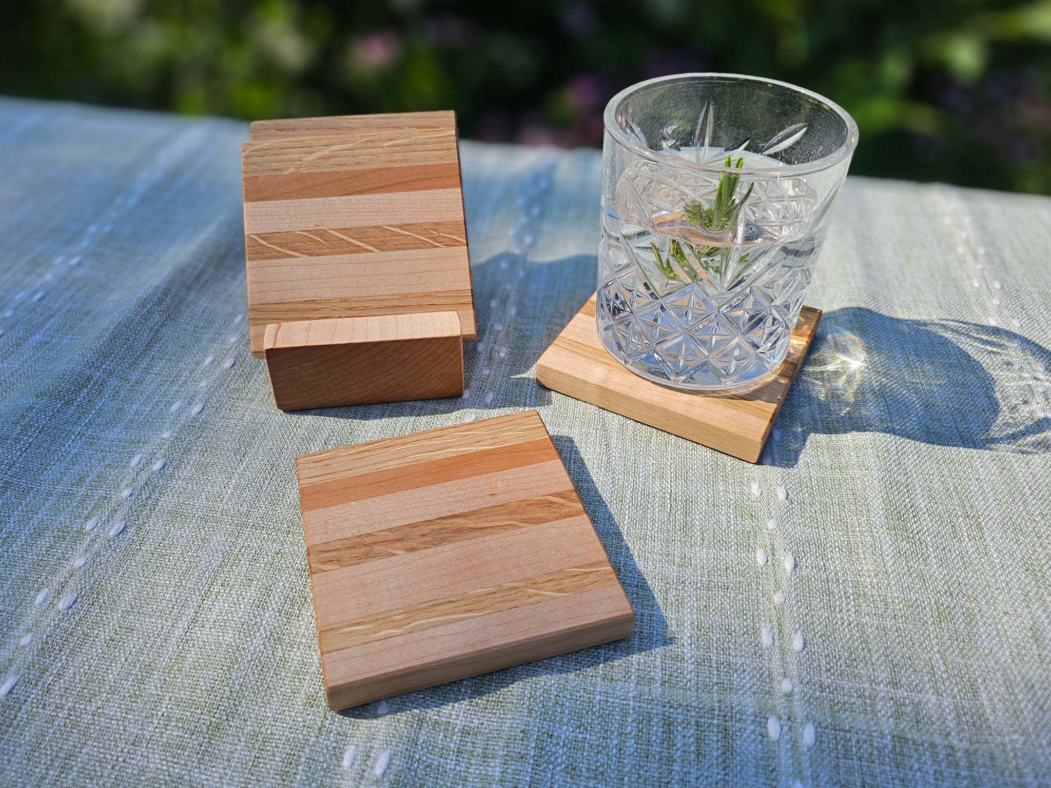 Heritage Stripe Coaster Set | Maple, Oak, Cherry