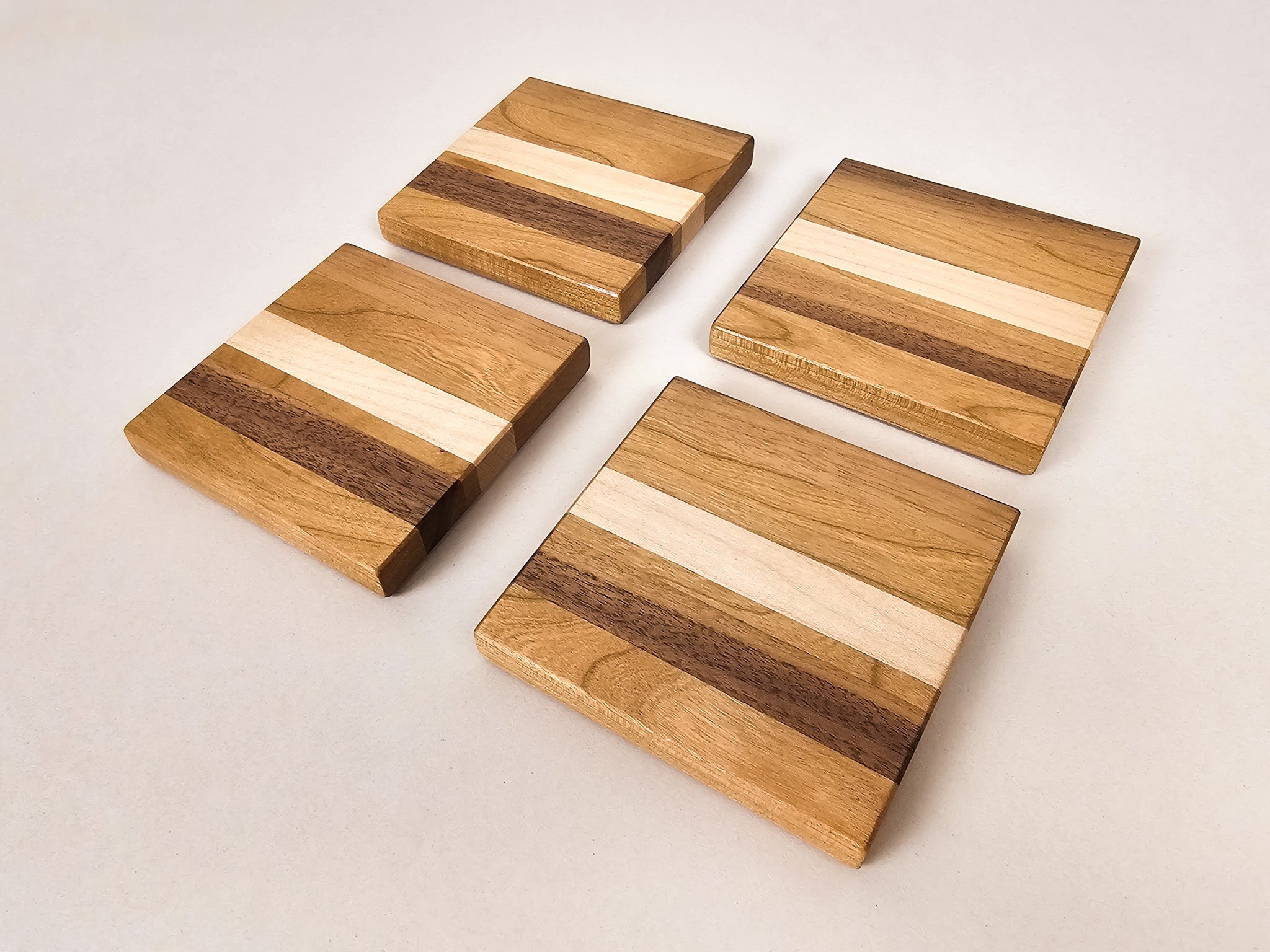 Woodland Stripe Coaster Set | Walnut, Cherry, Maple