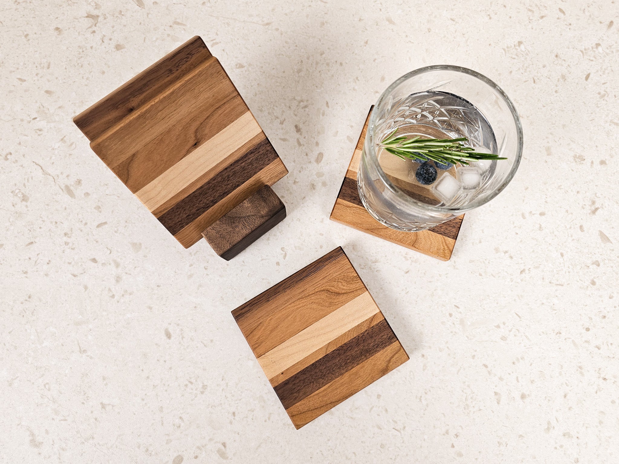 Woodland Stripe Coaster Set | Walnut, Cherry, Maple