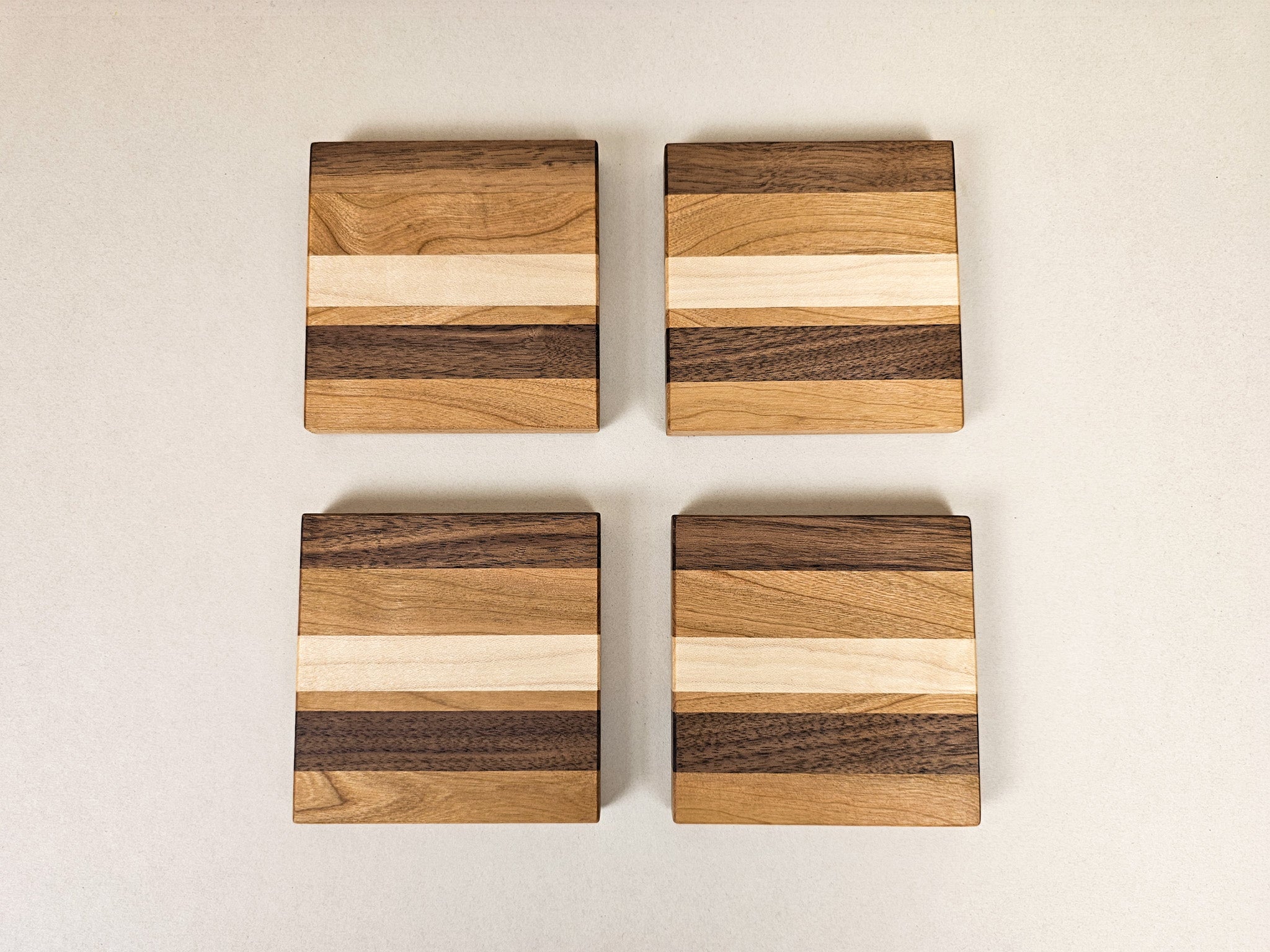 Woodland Stripe Coaster Set | Walnut, Cherry, Maple