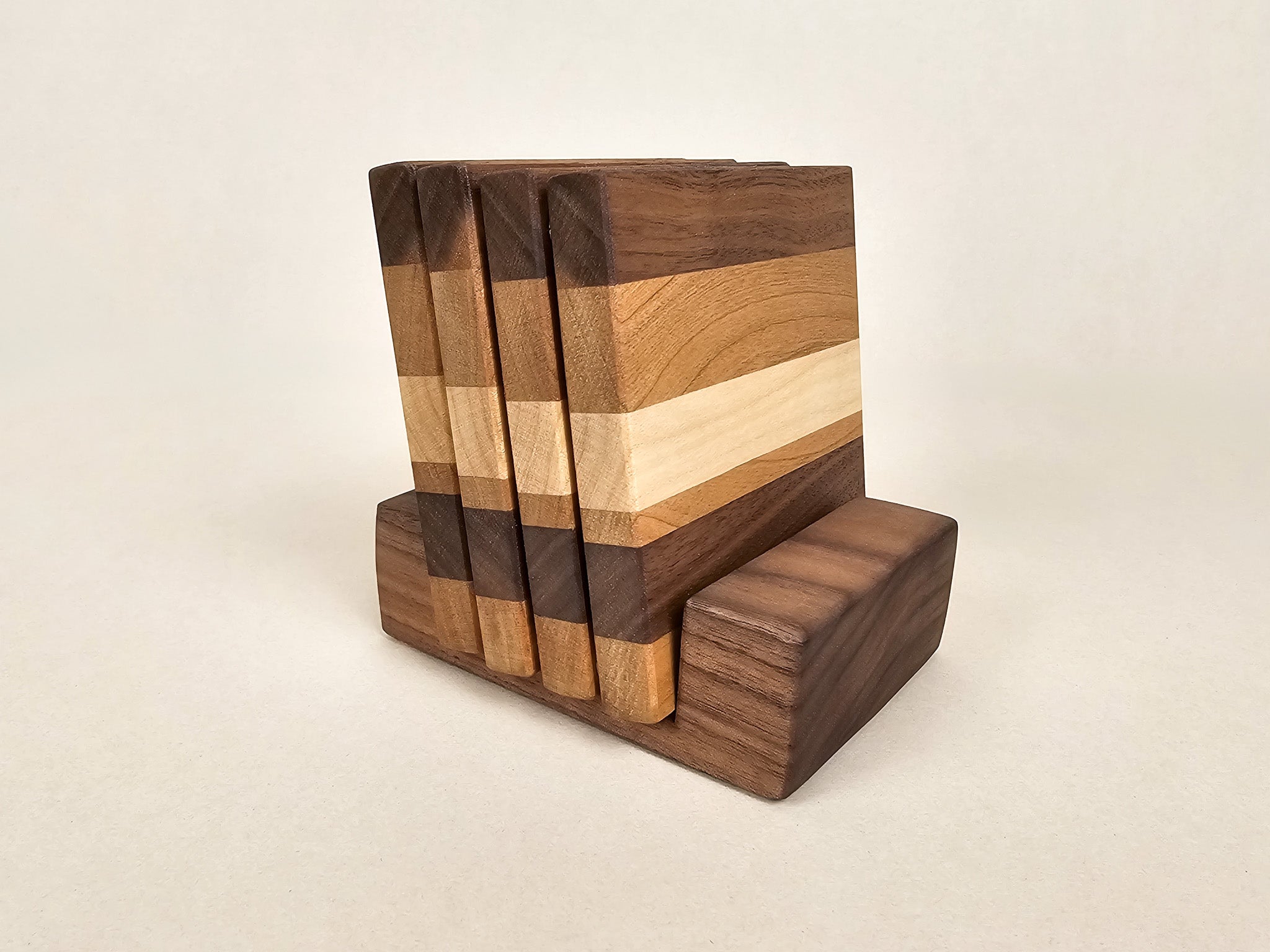 Woodland Stripe Coaster Set | Walnut, Cherry, Maple